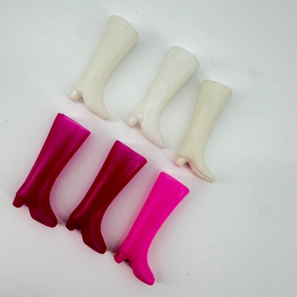 Doll Knee High Boots 60s/70s White‎ Pink Fashion Doll Accessories Lot of 6